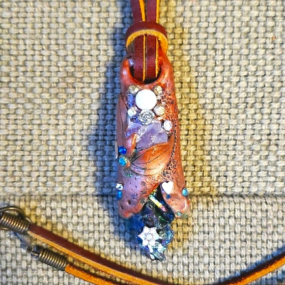 OPAL AMETHYST TITANIUM DRUZY AMULET CRYSTAL LEATHER NECKLACE HANDMADE☆OOAK BOHO - Picture 4 of 17
